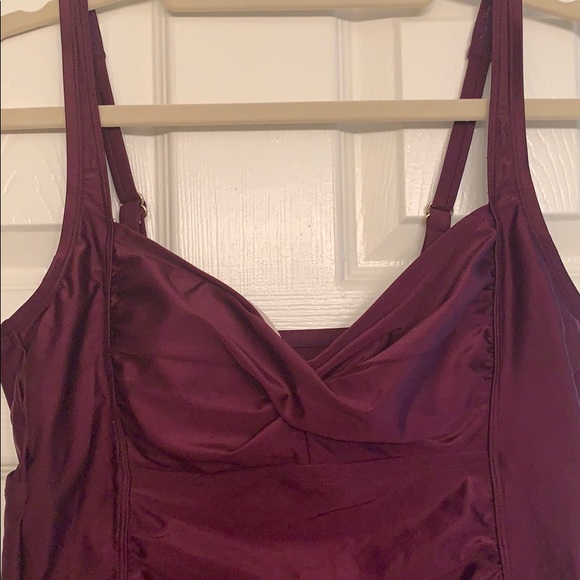 Merona dark plum rouched tankini - Picture 2 of 5
